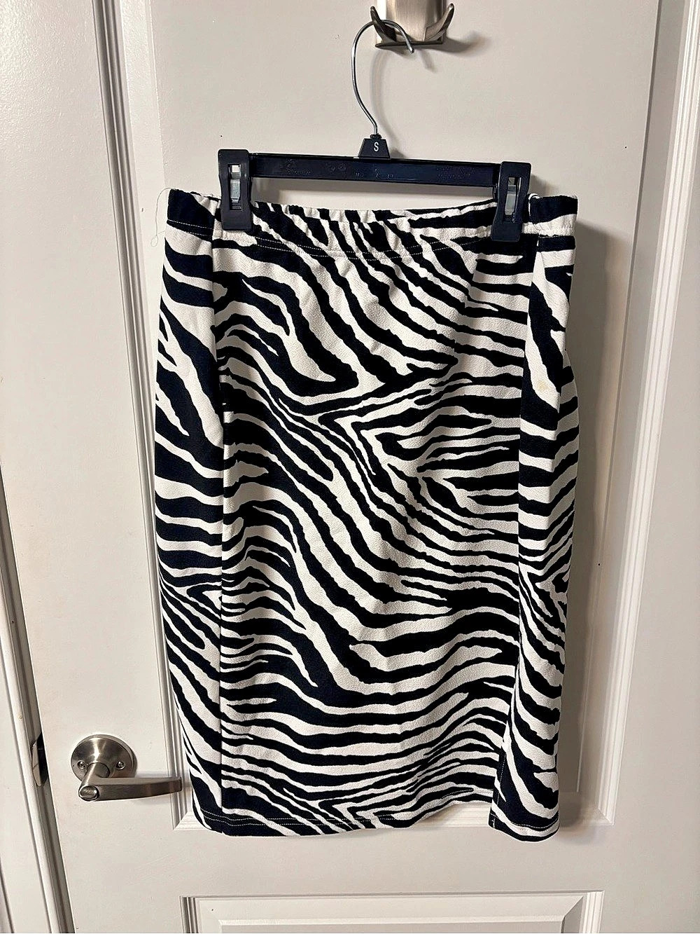 SHEIN Curve Zebra Print Midi Skirt Black & White 1XL Like New